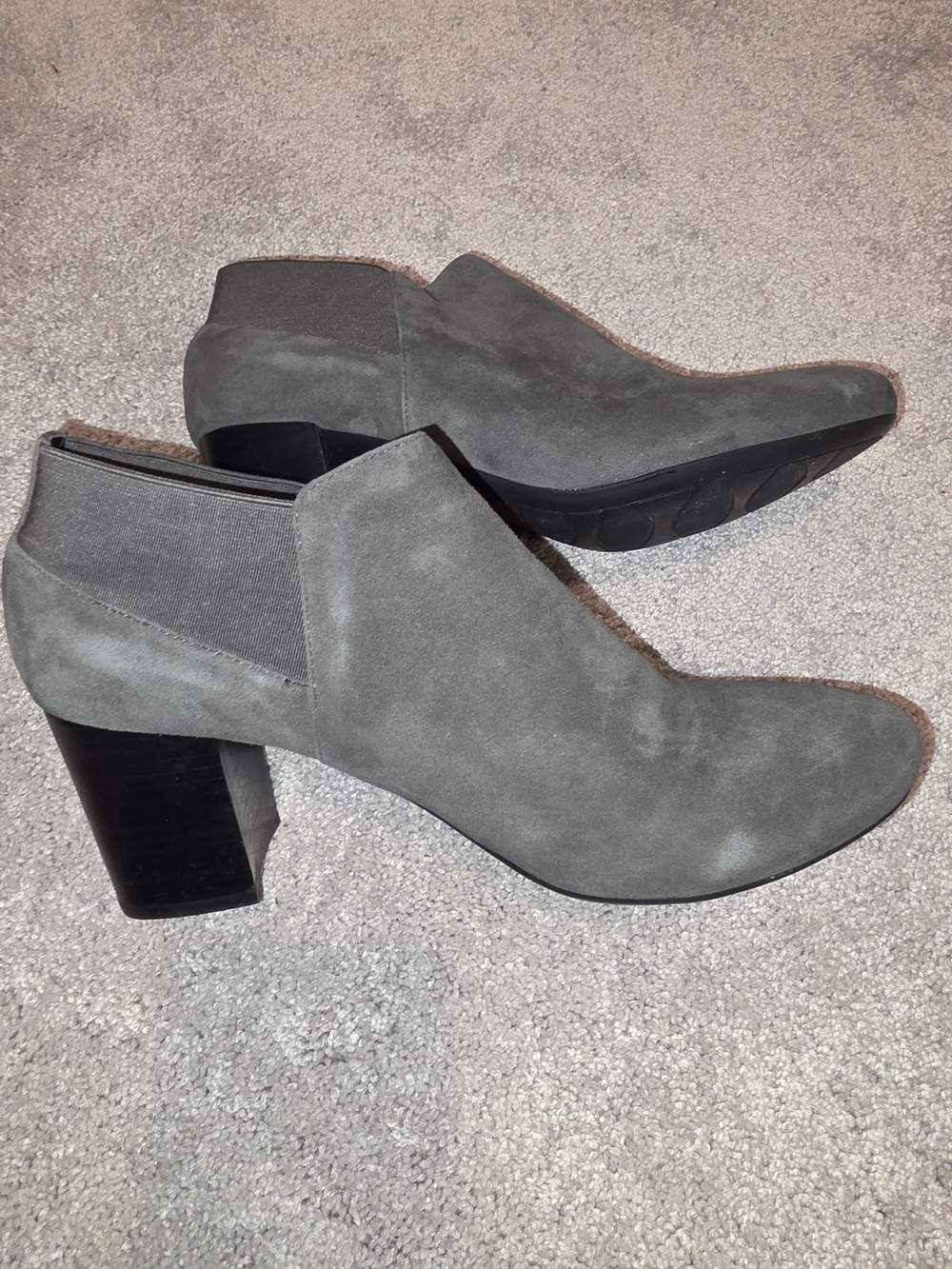 Vaneli Gray Suede Heeled Ankle Booties